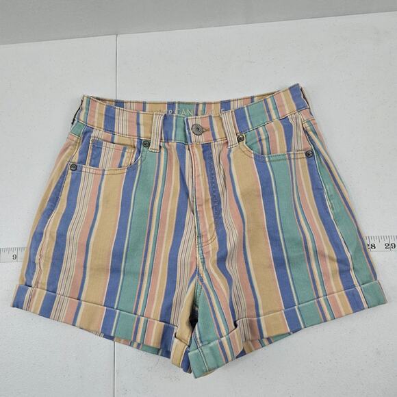 American Eagle mom shorts multi color striped size 0 womens 5603 - Picture 1 of 11